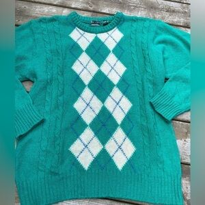 80s/90s vintage Savile Row 100% wool green sweater size XL